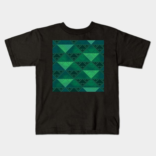 sierpinski triangles - jade Kids T-Shirt by BrownWoodRobot